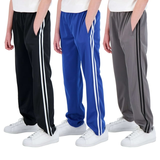 Real Essentials 3 Pack: Boys' Tricot Open Bottom Fleece-Lined Sweatpants with Pockets