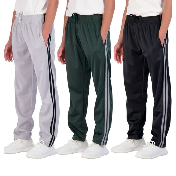 Real Essentials 3 Pack: Boys' Tricot Open Bottom Fleece-Lined Sweatpants with Pockets