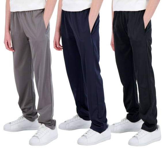 Real Essentials 3 Pack: Boys' Tricot Open Bottom Fleece-Lined Sweatpants with Pockets