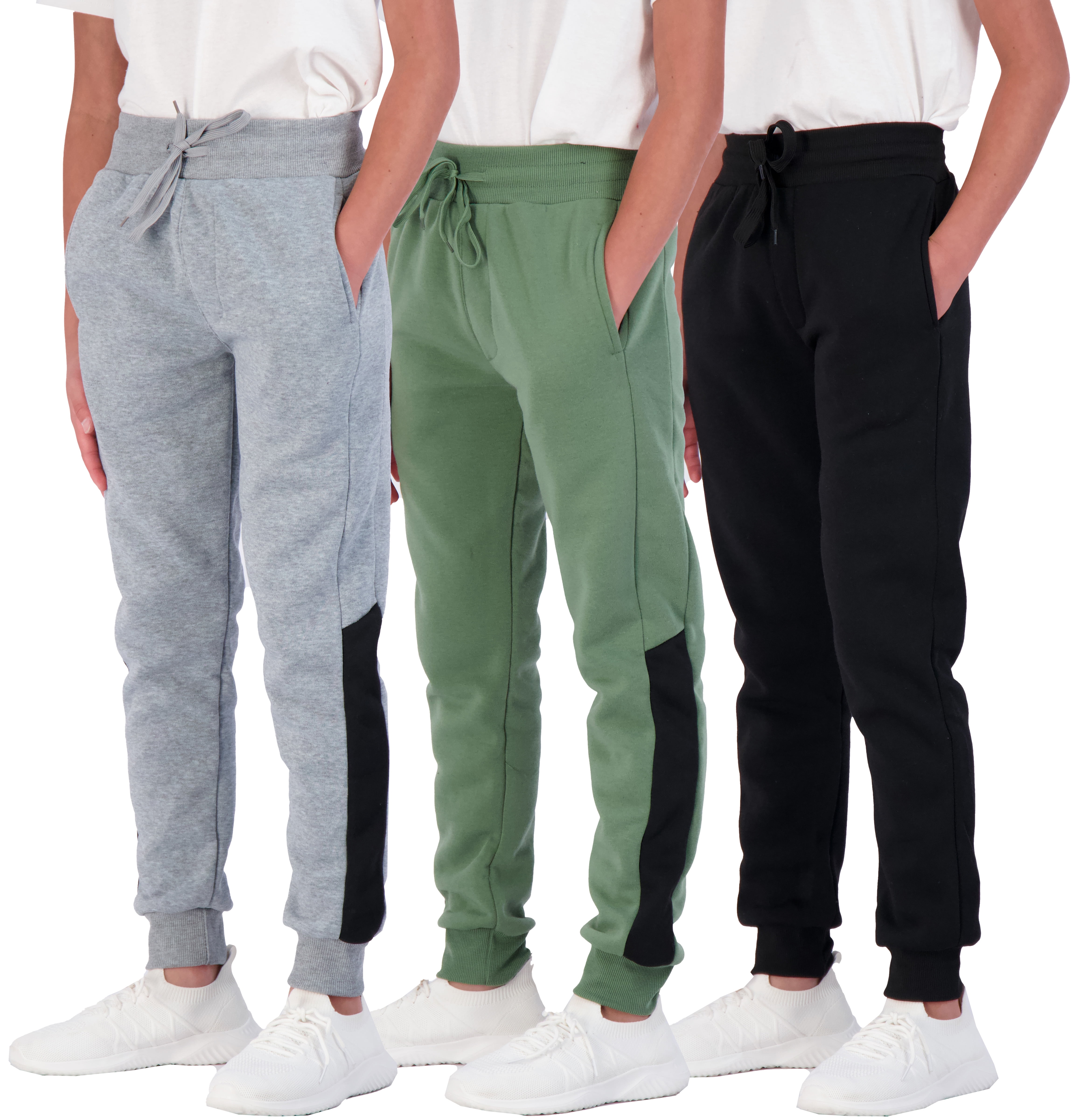3 Pack: Boys Youth Active Athletic Soft Fleece Jogger Sweatpants 