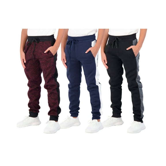 3 Pack: Boys Youth Active Athletic Soft Fleece Jogger Sweatpants
