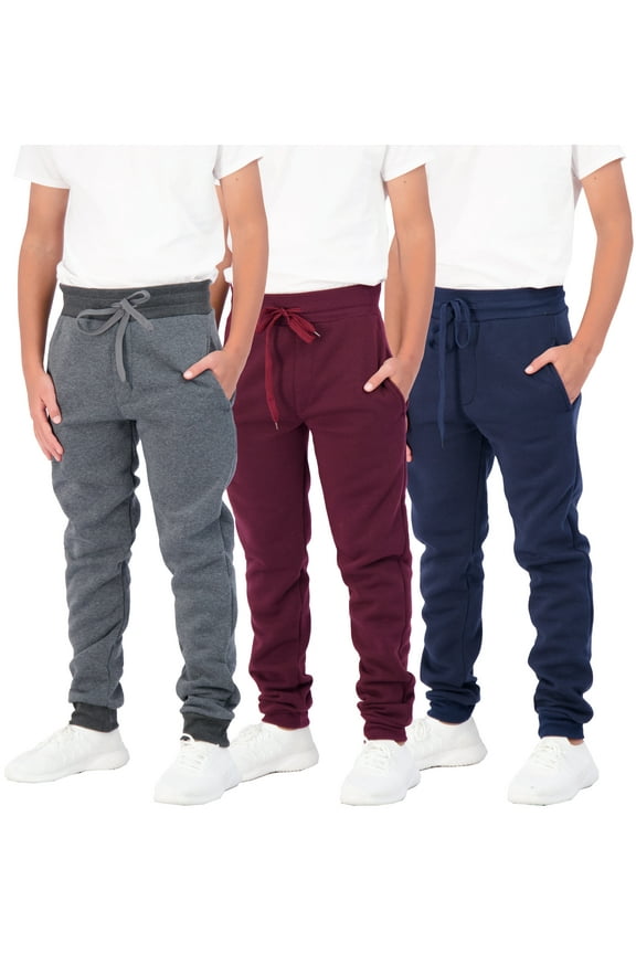 3 Pack: Boys Youth Active Athletic Soft Fleece Jogger Sweatpants