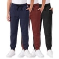 thumbnail image 1 of 3 Pack Boys' Cotton Fleece Joggers Sweatpants Athletic Pants Pockets Kids, 1 of 5
