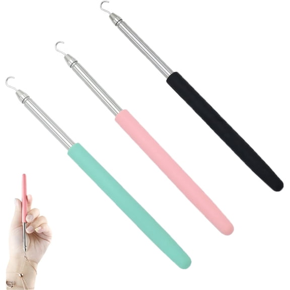 3 Pack Bracelet Helper Tool Retractable Necklace Clasps Holder Quick Release Fastening Clasping Hook for Jewelry Clasp and Closure Necklace Lobster Claw Clasps Wearing Assistance Tool Put On