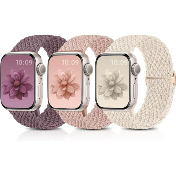 3 Pack Braided Solo Loop Compatible with Apple Watch Bands 40mm 38mm 44mm 42mm 41mm 45mm 49mm, Stretchy Elastic Straps Compatible for Apple Watch Band iWatch Series 9 8 7 6 5 4 3 2 1 SE Ultra/Ultra 2