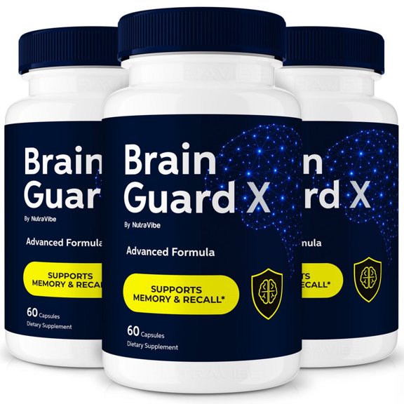 (3 Pack) Brain Guard X Pills  Daily Formula with a Natural Blend to Help Maintain Focus, Memory & Concentration | Clean, Gentle, Easy-to-Swallow Capsules for Everyday Sharpness (180 Capsules)