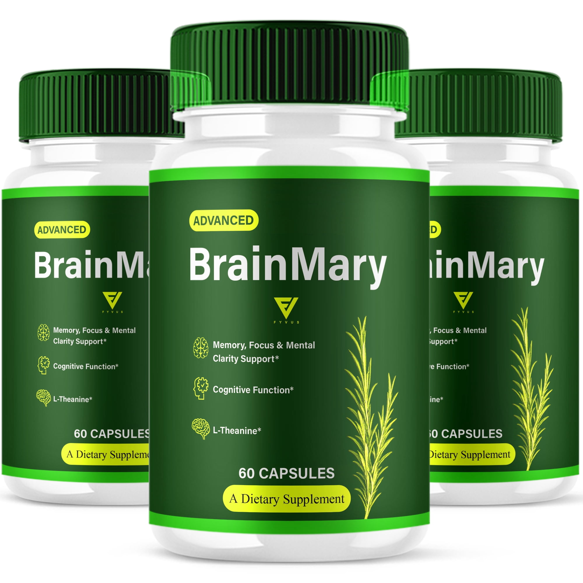 (3 Pack) Brain Mary Advanced Formula, BrainMary Nootropic Support (180 Capsules)