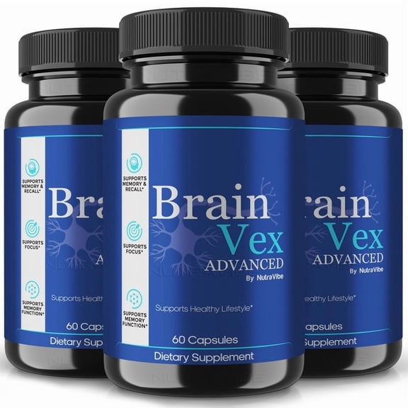 (3 Pack) Brain Vex Advanced – Daily Formula with a Natural Blend to Help Maintain Focus, Memory & Concentration | Clean, Gentle, Easy-to-Swallow BrainVex Advanced Capsules (180 Capsules)