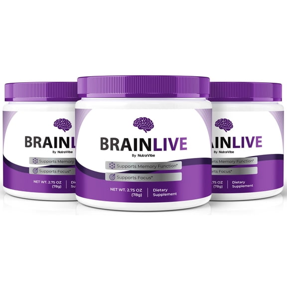 (3 Pack) BrainLive Daily Formula with a Natural Blend to Help Maintain Focus, Memory & Concentration | Clean, Gentle, Easy-to-Take Powder for Everyday Sharpness (90 Servings)