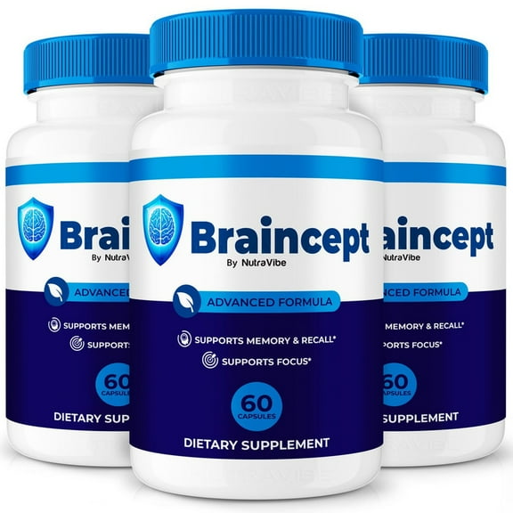 (3 Pack) Braincept – Daily Formula with a Natural Blend to Help Maintain Focus, Memory & Concentration | Clean, Gentle, Easy-to-Swallow Capsules for Everyday Sharpness (180 Capsules)