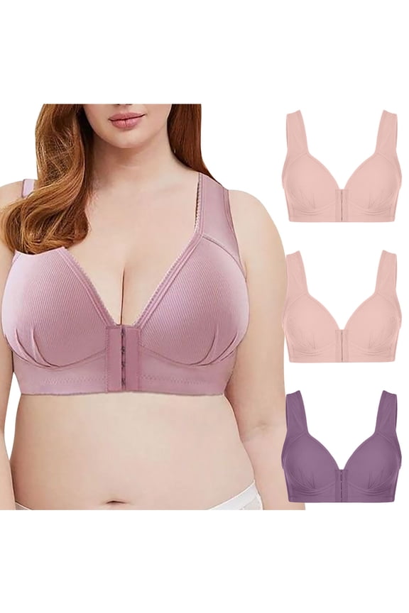 3 Pack Bras for Big Bust Women,Push Up Wire-Free Seamless No Underwire Everyday Bras S-3XL