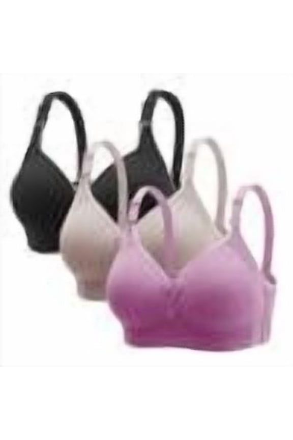 3 Pack Bras for Older Women Seamless Wireless Posture Correcting Push Up Anti Sagging Full Coverage Everyday Bra