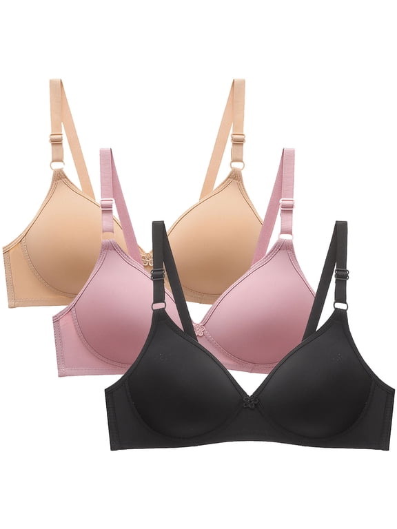3 Pack Bras for Women Comfortable T-Shirt Bra Wirefree Everyday Push Up Bra