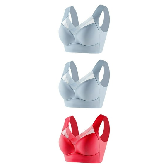 3 Pack Bras for Women No Underwire Posture Correcting Bra for Seniors Breathable Ice Silk Bras for Women Plus Size 6XL Deals of the Day Clearance