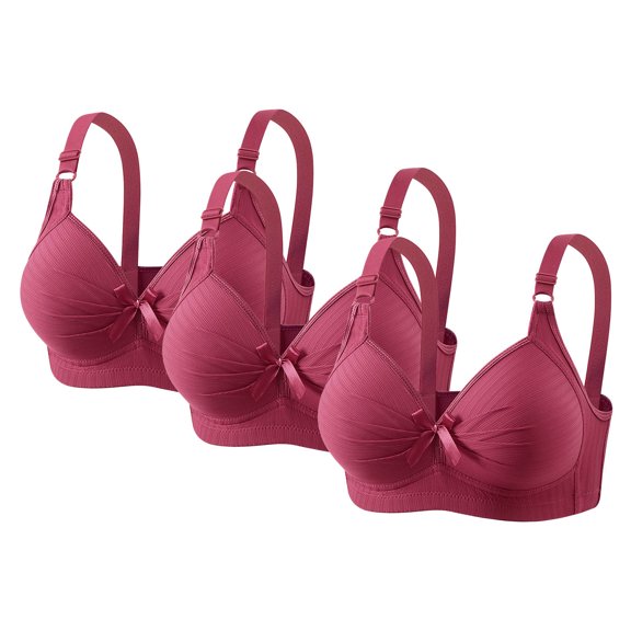 3 Pack Bras for Women No Underwire Push Up Bralette 2026 Everyday Wear Plus Size Comfy Wire Free Full Support Bra (50/115BC, 3*Wine)