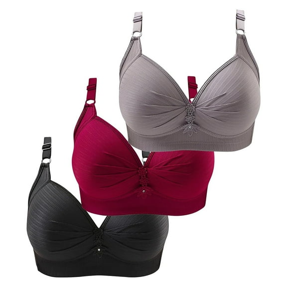 3 Pack Bras for Women No Underwire Push up Bralette Everyday Wear Plus Size Comfort Wire Free Full Support Bra