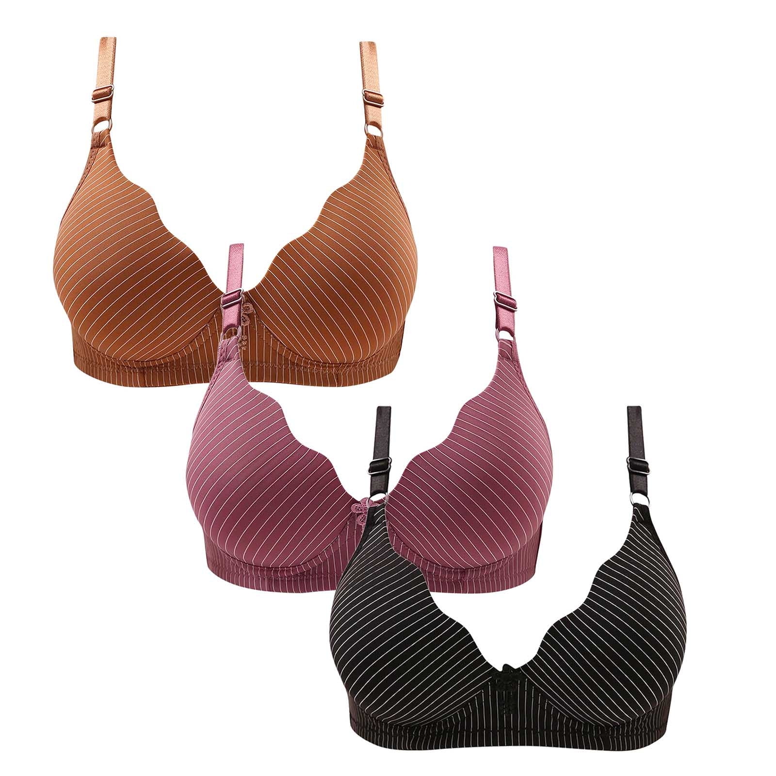 3 Pack Bras for Women No Underwire Supportive Strips Padded Push Up ...