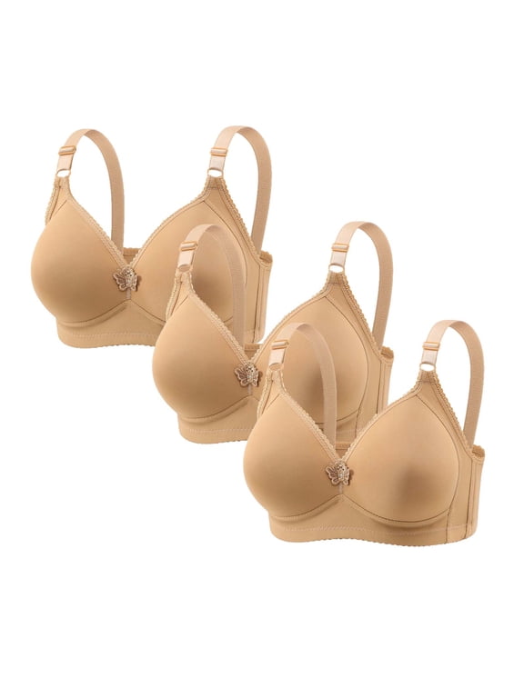 3-Pack Bras for Women Plus Size Wirefree Push Up Full Coverage Support T-Shirt Everyday Bra Bralette