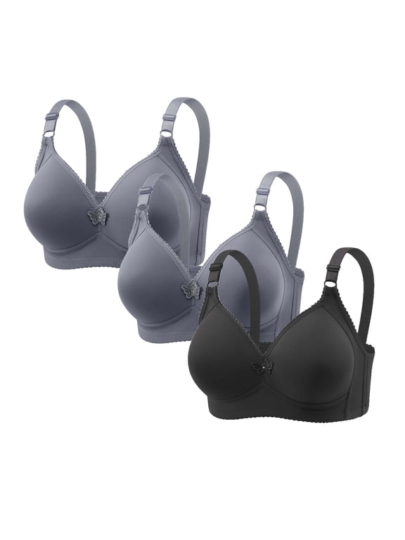 3-Pack Bras for Women Plus Size Wirefree Push Up Full Coverage Support T-Shirt Everyday Bra Bralette