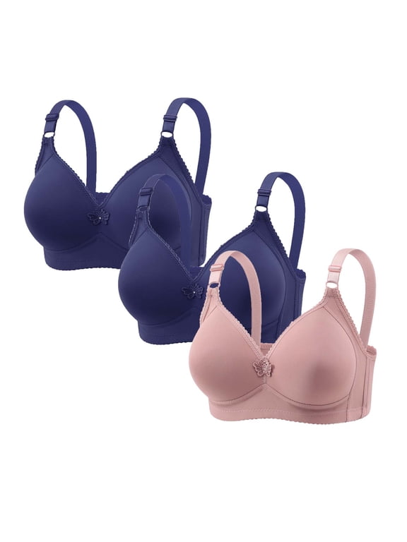 3-Pack Bras for Women Plus Size Wirefree Push Up Full Coverage Support T-Shirt Everyday Bra Bralette
