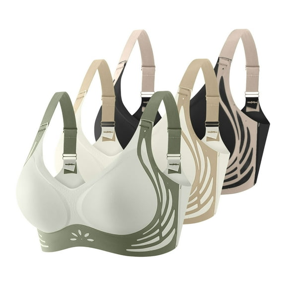 3 Pack Bras for Women Seamless Bralettes V Neck Wireless Push Up Bra with Adjustable Straps