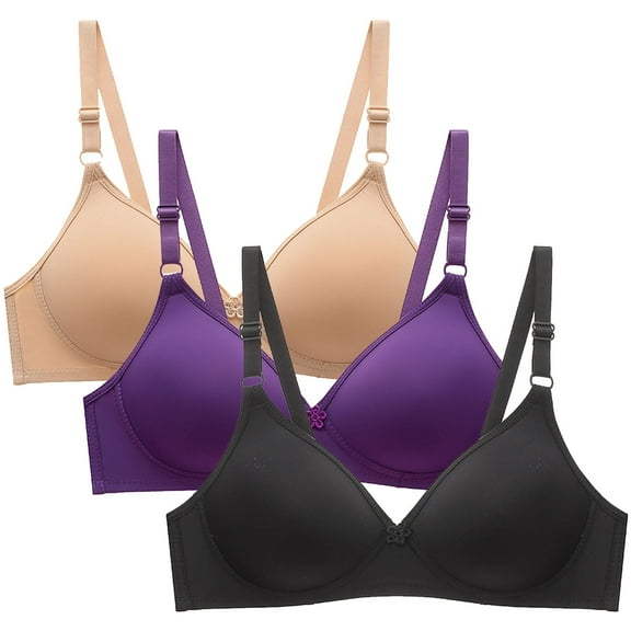 3 Pack Bras for Women V Neck Push Up Bra Wireless Bralette T-Shirts Bras with Adjustable Straps