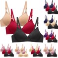thumbnail image 1 of 3 Pack Bras for Women V Neck Push Up Bra Wireless Bralette T-Shirts Bras with Adjustable Straps, 1 of 6