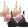 thumbnail image 1 of 3 Pack Bras for Women V Neck Push Up Bra Wireless Bralette T-Shirts Bras with Adjustable Straps, 1 of 5