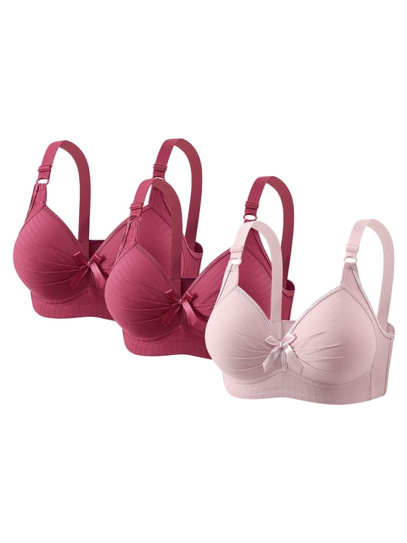 3 Pack Bras for Women Wireless Push Up Supportive Bra Full Coverage No Underwire Seamless Plus Size Everyday Bra (38/85BC, 3PCS-S)