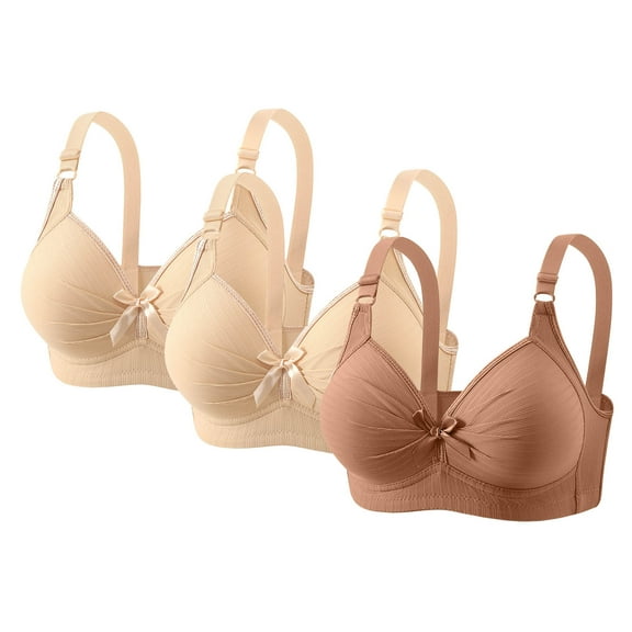 3 Pack Bras for Women Wireless Push Up Supportive Bra Full Coverage No Underwire Seamless Plus Size Everyday Bra (40/90BC, 3PCS-C)