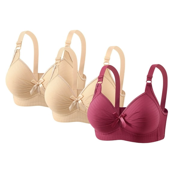 3 Pack Bras for Women Wireless Push Up Supportive Bra Full Coverage No Underwire Seamless Plus Size Everyday Bra (40/90BC, 3PCS-F)