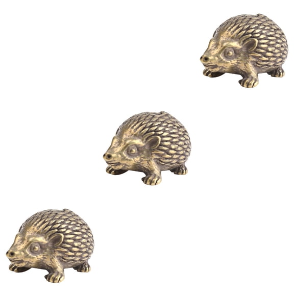 3 Pack Brass Hedgehog Widget Stickers Decorations Figurine Office