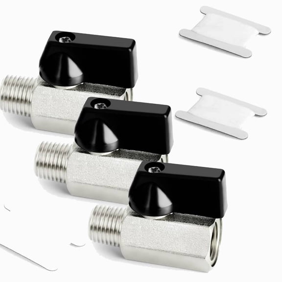3 Pack Brass Mini Ball Valve 1/4" NPT Female x Male Thread Shut-Off Valve (1/4" NPT)
