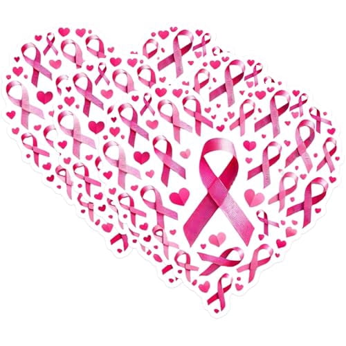 Slap-Art Cancer Ribbon Heart Butterfly Decal - Red Gloss Vinyl Sticker, 5" X 4.6"