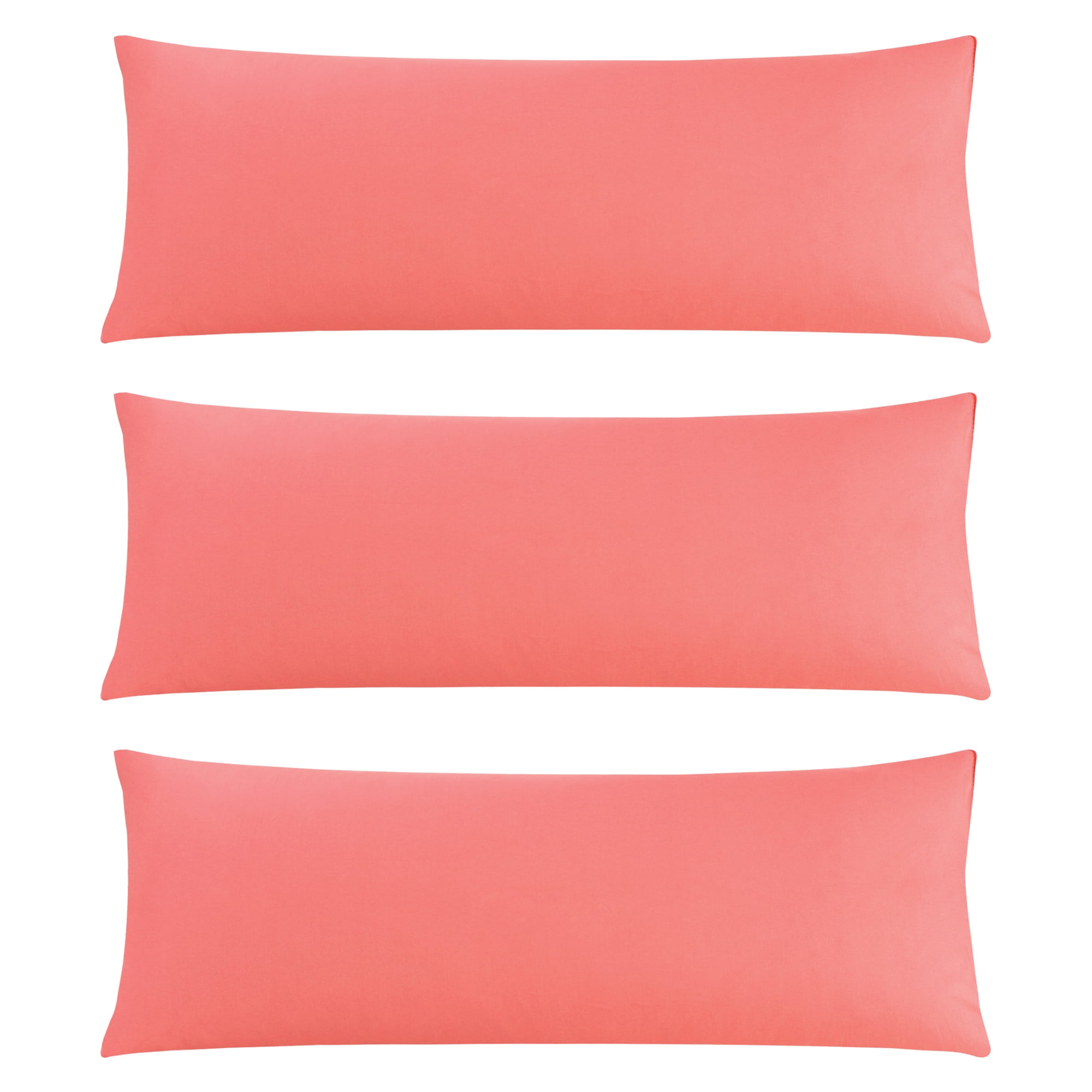3 Pack Breathable Egyptian Cotton Body Pillow Covers, 20" x 48", Blush Pink