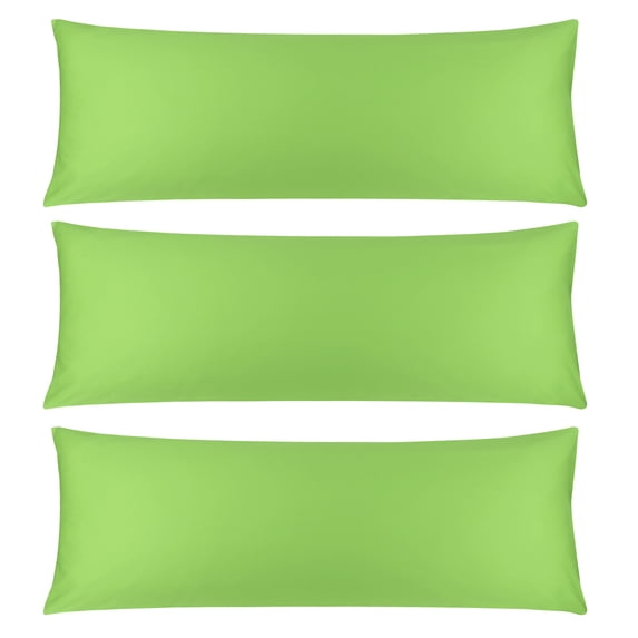 3 Pack Breathable Egyptian Cotton Body Pillow Covers, 20" x 48", Green