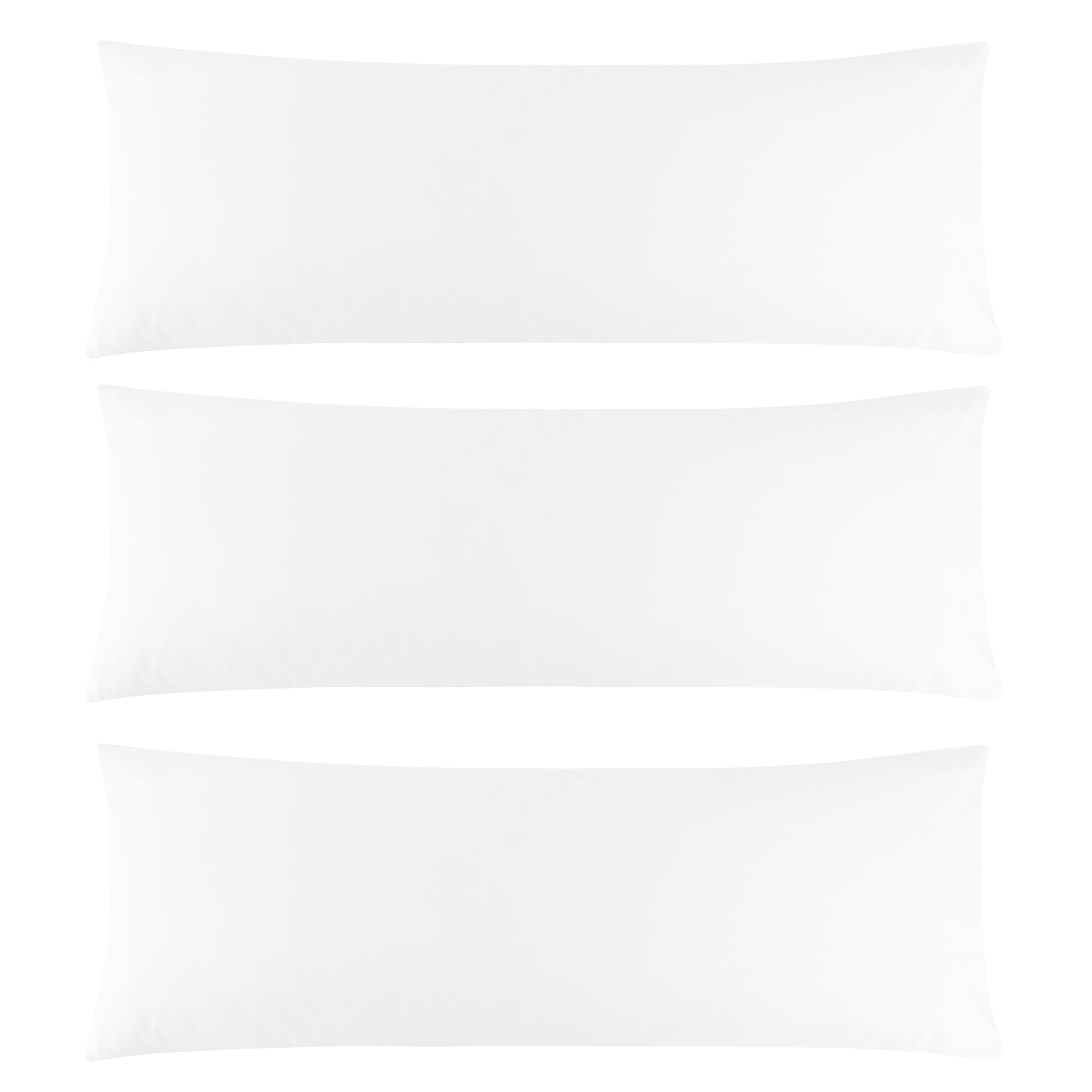 3 Pack Breathable Egyptian Cotton Body Pillow Covers, 20" x 60", White