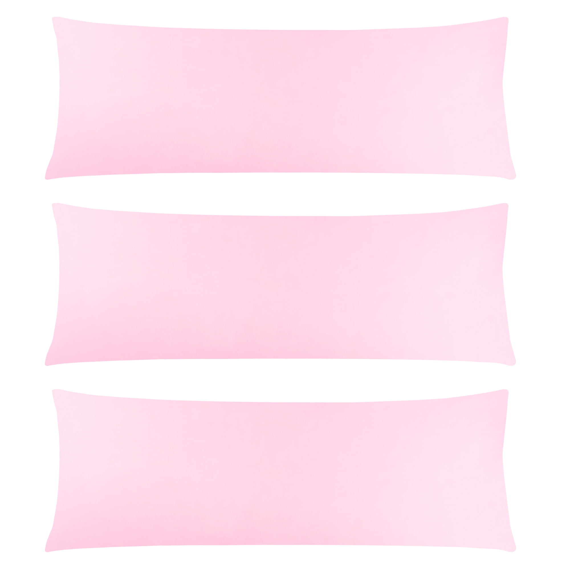 3 Pack Breathable Egyptian Cotton Body Pillow Covers, 20" x 72", Pink