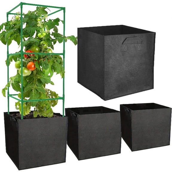 3 Pack Breathable Garden Plant Bags, Fabric Grow Pots for Vegetables Flowers, Heavy Duty Aeration Container for Roots 12Inch