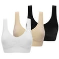 thumbnail image 1 of 3 Pack Breathable Underwear Sport Yoga Bras for Women Wirefree - Solid Color Seamless Solid Sleep Bra for Sports Fitness,White+Black+Skin Color,3x-Large Size, 1 of 8