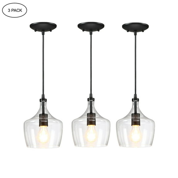 3-Pack Bronze Pendant Lighting Ceiling Mount Kitchen Light Fixtures with Glass Shade for Dining Room, Dining Table, Bars