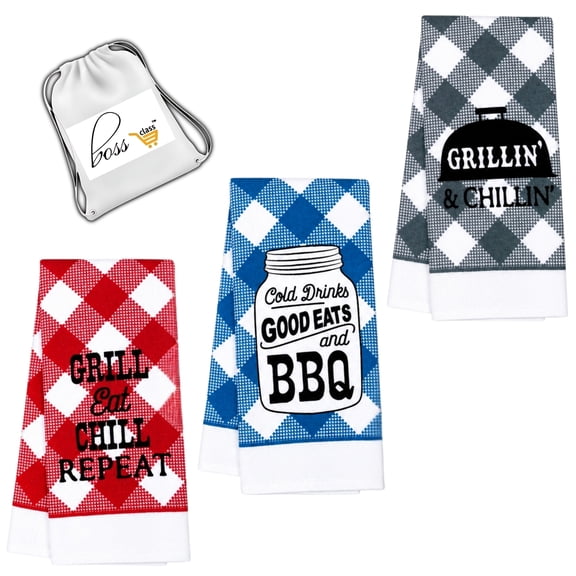 3-Pack Buffalo Plaid Kitchen Towels Set, 15 x 25 in Absorbent Dish Towels, Soft Polyester BBQ Kitchen Towels for Drying Dishes, Cleaning Counters, Farmhouse Checkered Decorative Hand Towels