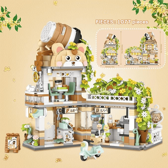 3-Pack Building Set Shop Street View Model, Collection Mini Building Blocks for Adults Ages 14+ Home Decoration & Birthday Gifts