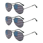 3 Pack Bulk USA America Glasses - American Flag Aviator Sunglasses - Patriotic Accesory for 4th of July