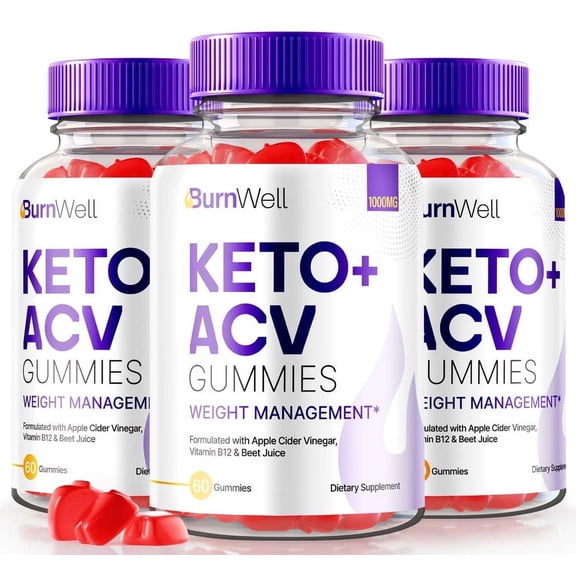 (3 Pack) BurnWell Keto ACV Gummies, Maximum Strength Keto + ACV Gummies, Energy and Strength, All Natural Keto Candy Pills, ACV 1000MG plus Keto Vitamins, BurnWell Reviews (180 Gummies)