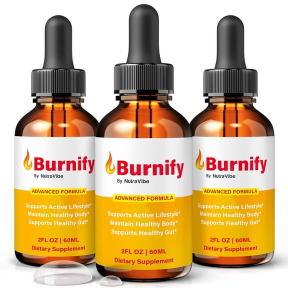 (3 Pack) Burnify Natural Daily Liquid Formula Designed to Align with Fitness Goals, Support an Active Lifestyle & Body Balance | Just a Few Drops for a Fit-Focused Routine (90 Servings)