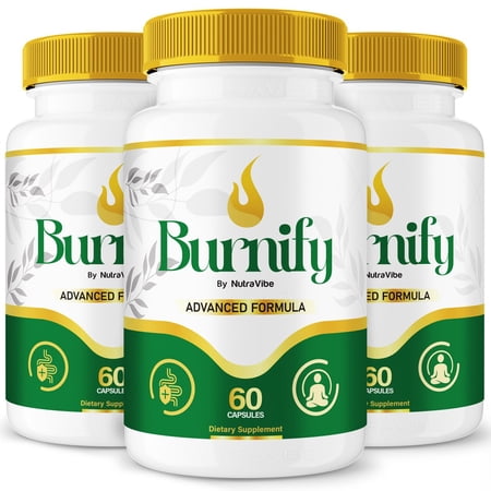 (3 Pack) Burnify – Natural Daily Pill Formula Designed to align with Fitness Goals, Support an Active Lifestyle & Body Balance | Just 2 Easy-to-Swallow Pills Daily (180 Capsules)