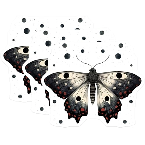 (3 Pack) Butterfly Decals - Moth Art - Laptop Decals - 3 Inches On Longest Side - Easy Peel & Apply - Made in USA - 3MCS2170