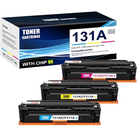 3-Pack C/M/Y 131A CF211A CF212A CF213A Toner Cartridge: Compatible 131A CF211A CF212A CF213A Replacement for HP MFP M276n(CF144A) MFP M276nw(CF145A) M251n(CF146A) M251nw(CF147A) Printer