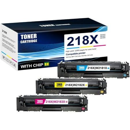 3-Pack C/M/Y 218X W2181X W2182X W2183X Ultra High Yield Toner Cartridge: Compatible 218X W2181X W2182X W2183X Replacement for HP 3201dw MFP 3301cdw 3301fdw 3301sdw Printer (2,800 Page Yield)